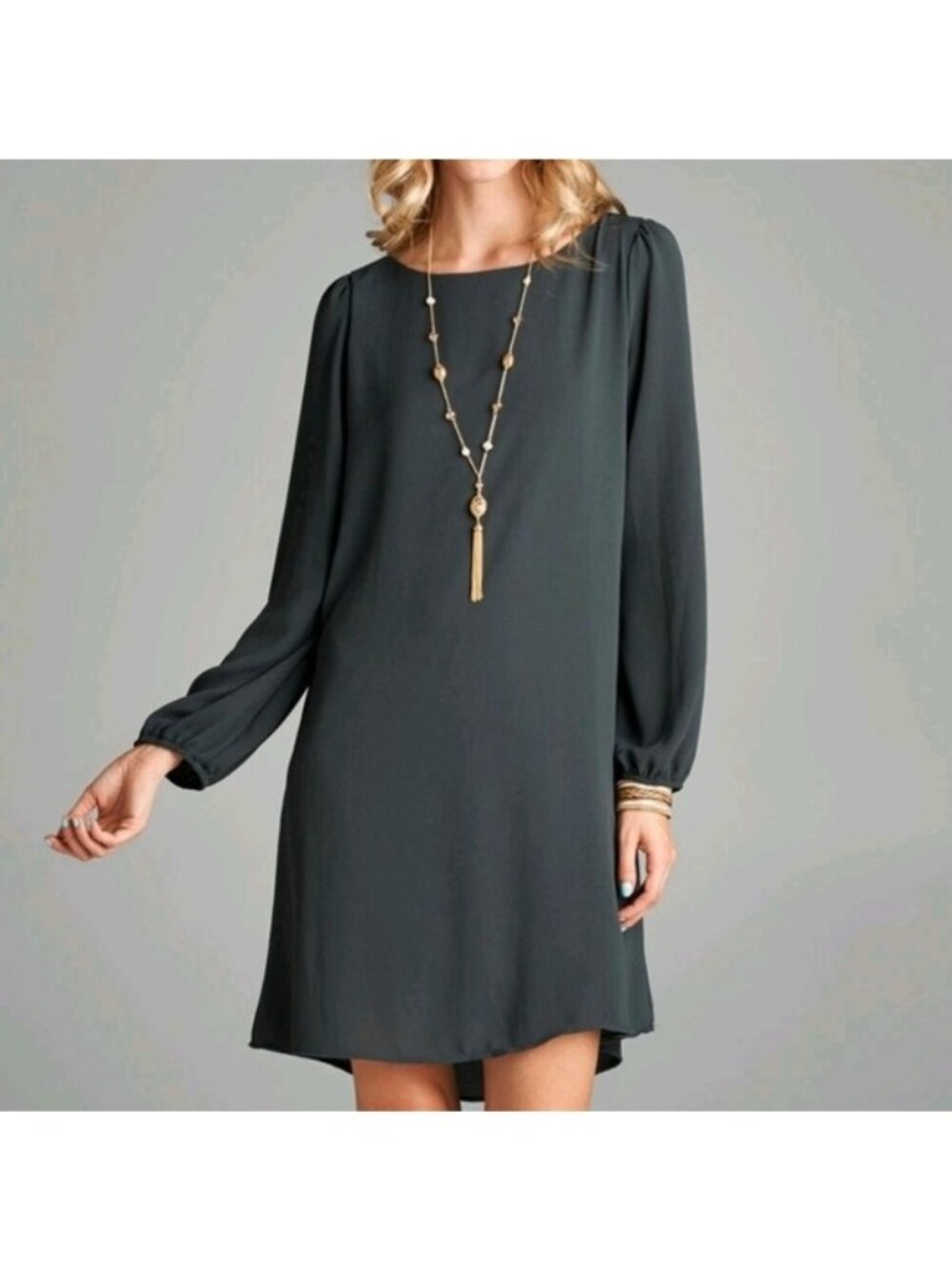 Love Kuza Shift Dress Lined Small Gray Women's Business Office Flowy Careerwear